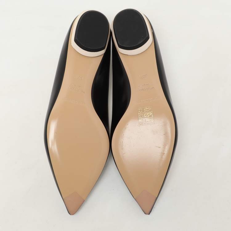 Pre Owned Nicholas Kirkwood Black/Light Beige Patent Leather Beya Smoking Slippers Size 38.5