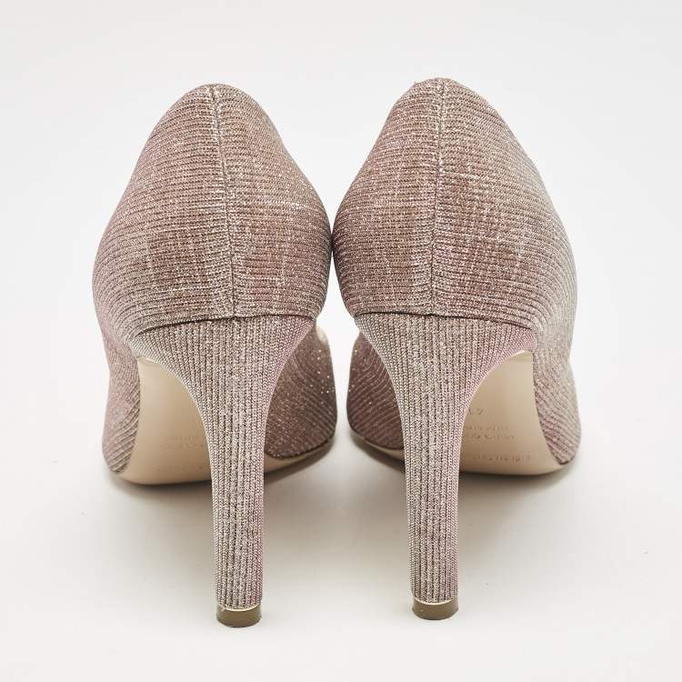 Pre Owned Nicholas Kirkwood Gold Rose Lurex Fabric Pearl Embellished Pumps Size 41
