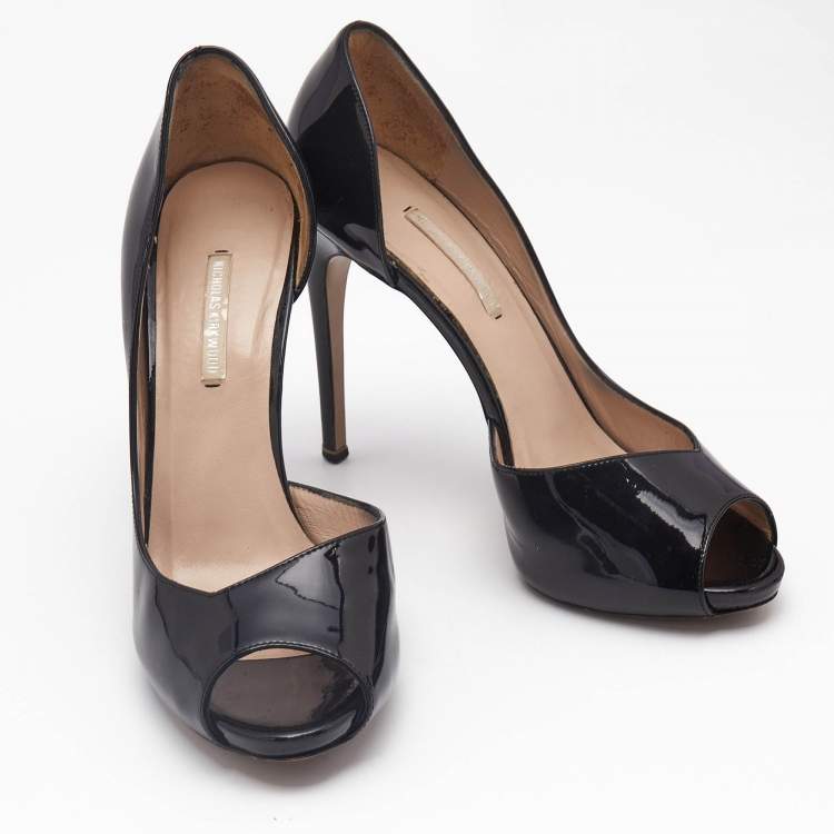 Pre Owned Nicholas Kirkwood Black Patent Leather D'orsay Pumps Size 39