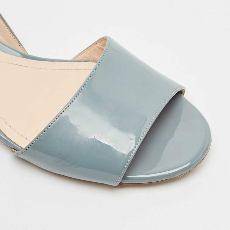 Pre Owned Nicholas Kirkwood Blue Patent Leather Casati Ankle Strap Sandals Size 40