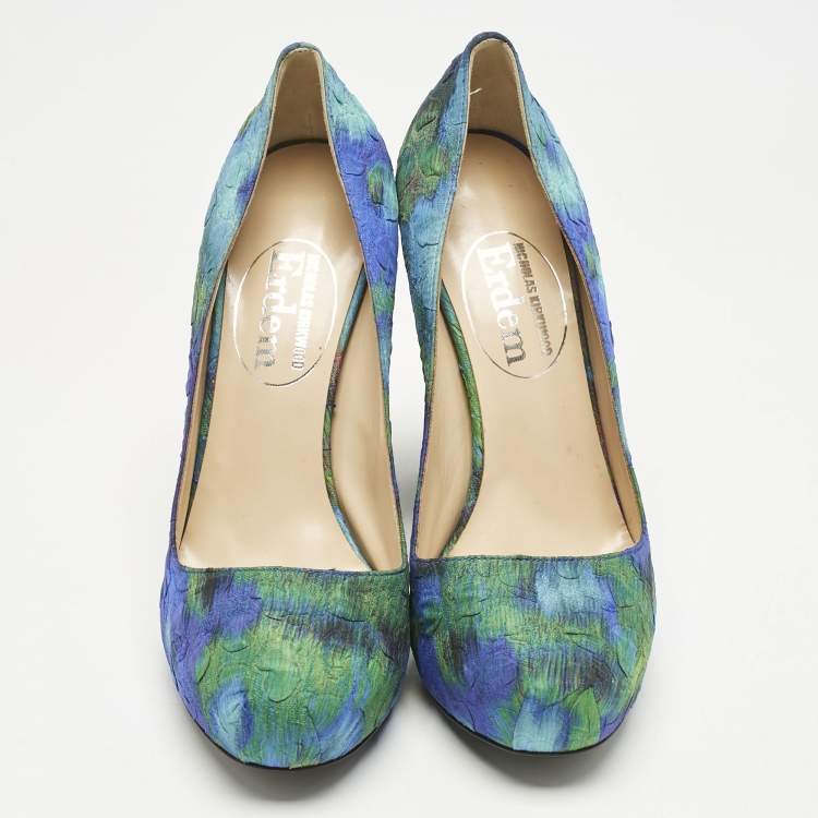 Pre Owned Nicholas Kirkwood Multicolor Textile Block Heel Pumps Size 40