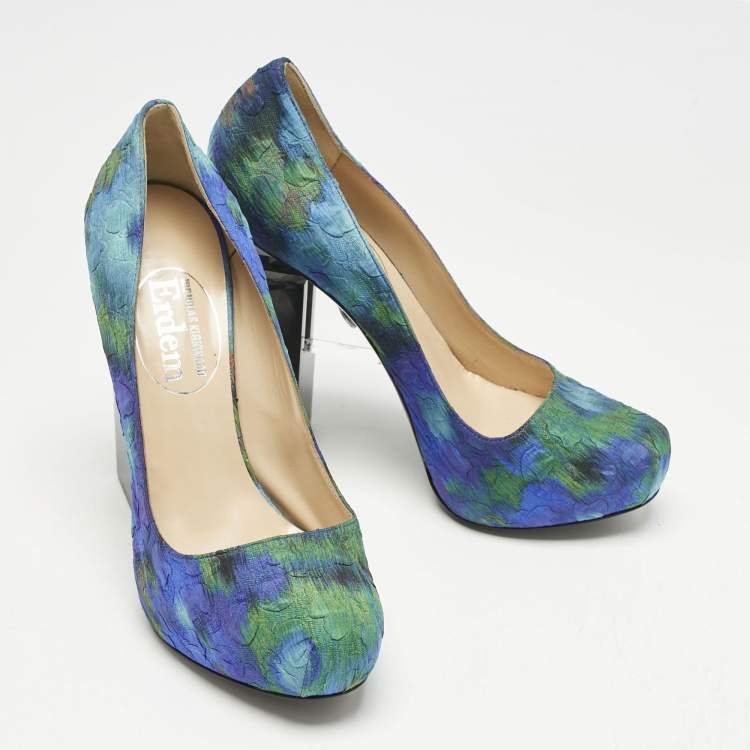 Pre Owned Nicholas Kirkwood Multicolor Textile Block Heel Pumps Size 40