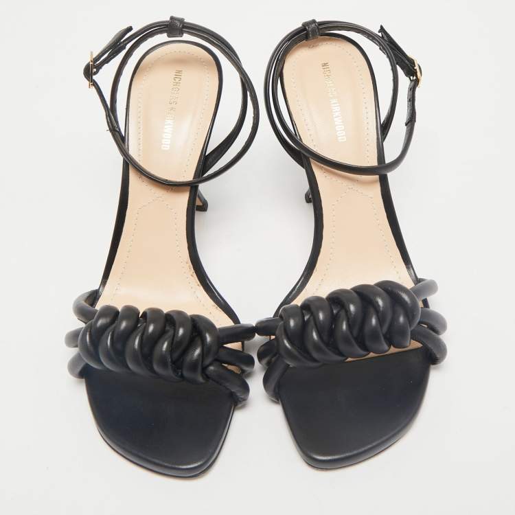 Pre Owned Nicholas Kirkwood Black Leather Lexi Sandals Size 38.5