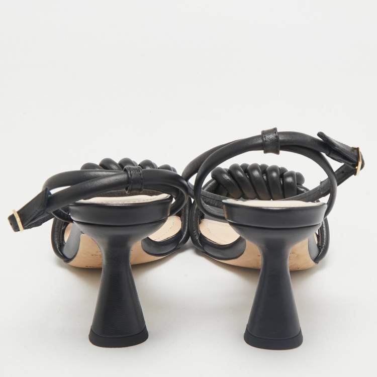 Pre Owned Nicholas Kirkwood Black Leather Lexi Sandals Size 38.5
