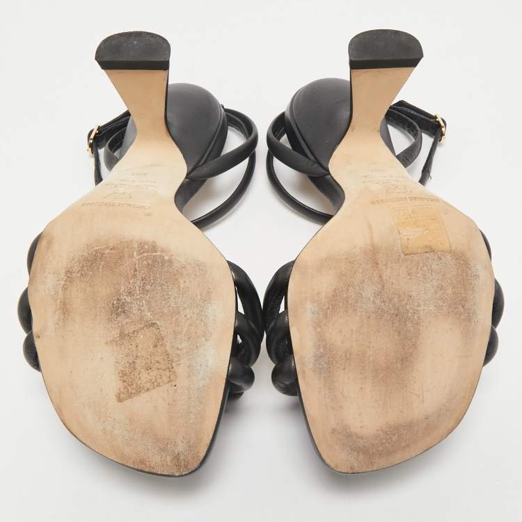 Pre Owned Nicholas Kirkwood Black Leather Lexi Sandals Size 38.5