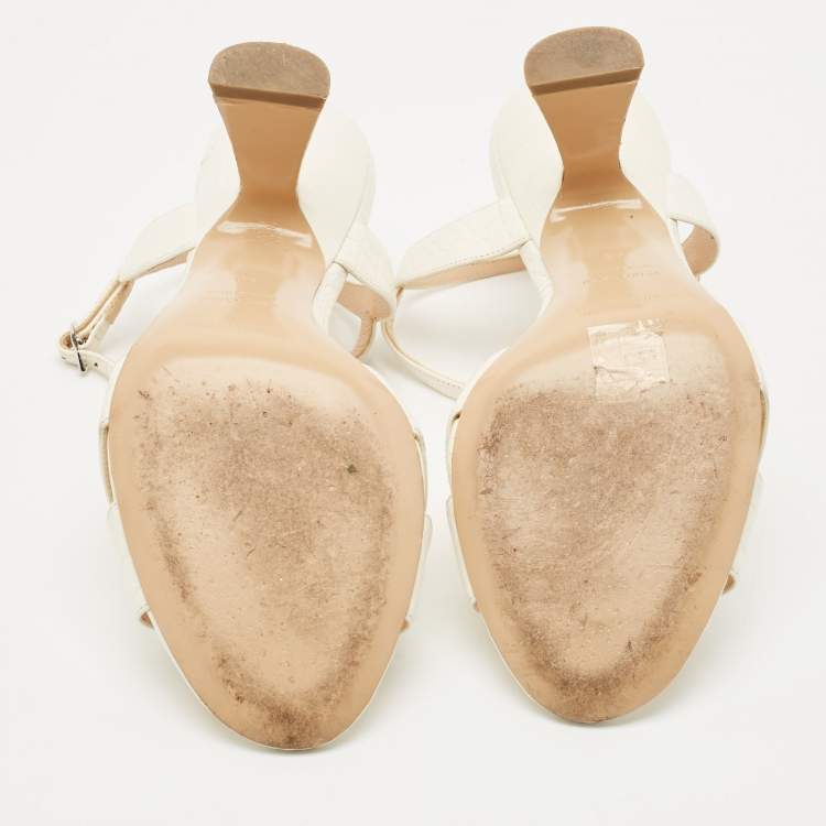 Pre Owned Nicholas Kirkwood Croc Embossed Leather Lexi Sandals Size 40
