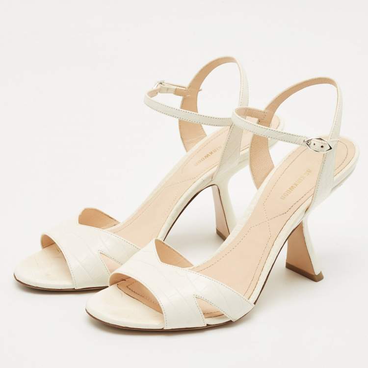 Pre Owned Nicholas Kirkwood Croc Embossed Leather Lexi Sandals Size 40