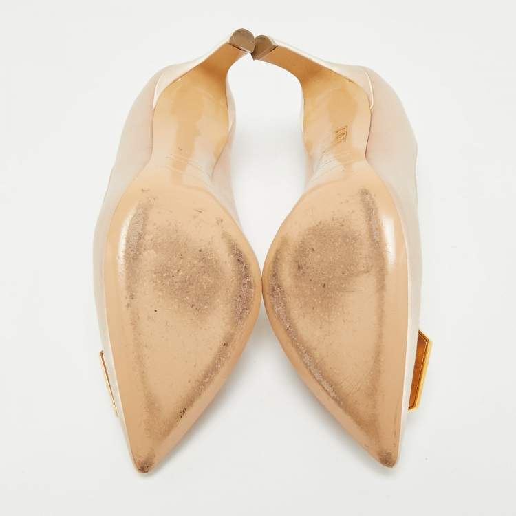 Pre Owned Nicholas Kirkwood Beige Satin Crystal Embellished Eden Pointed Toe Pumps Size 39.5