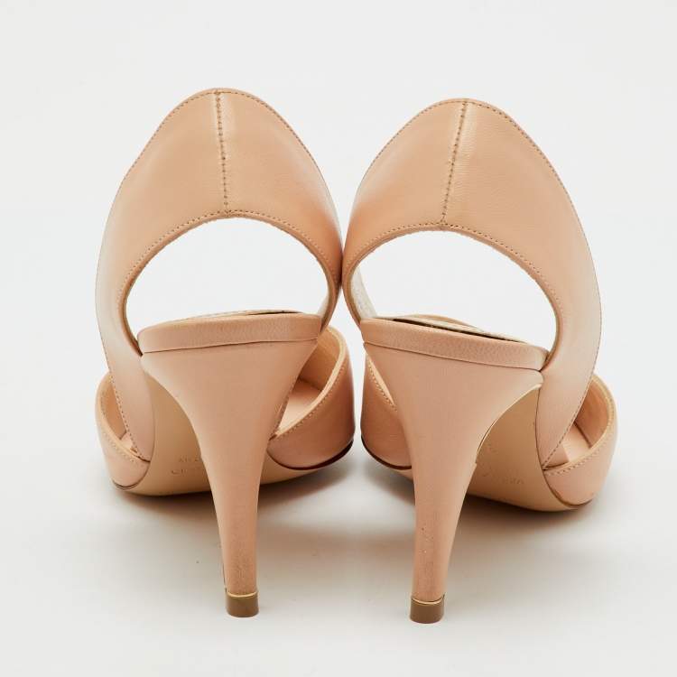 Pre Owned Nicholas Kirkwood Beige Leather Mira Pearl Heel Slingback Pumps Size 35