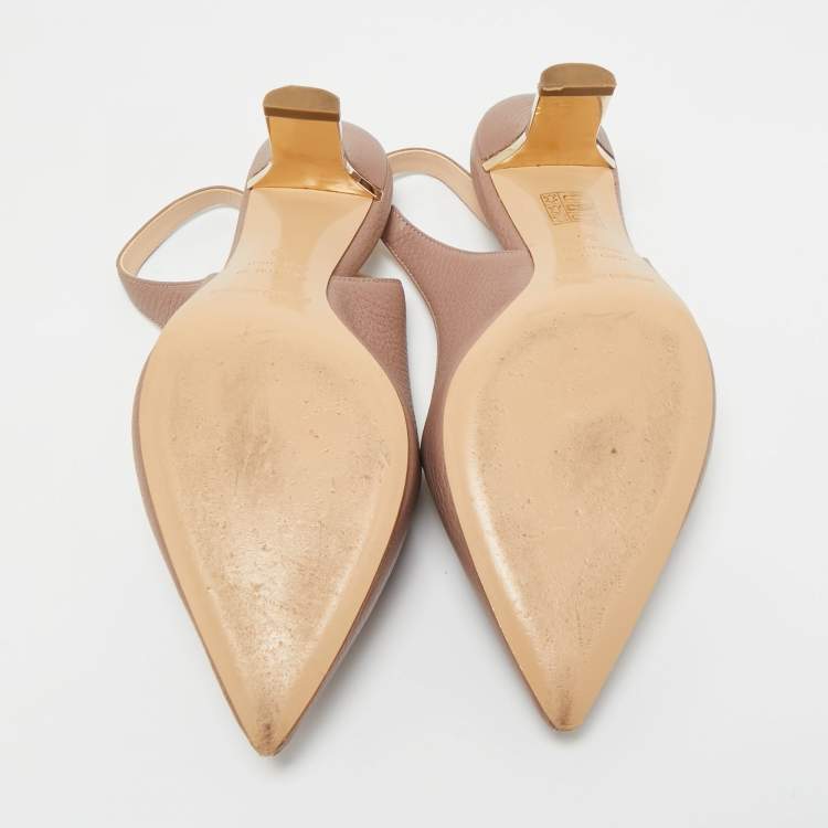 Pre Owned Nicholas Kirkwood Beige Leather Beya Pointed Toe Slingback Pumps Size 36