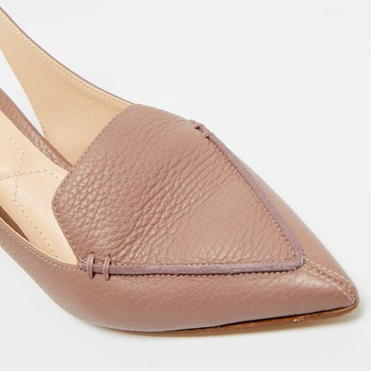 Pre Owned Nicholas Kirkwood Beige Leather Beya Pointed Toe Slingback Pumps Size 36