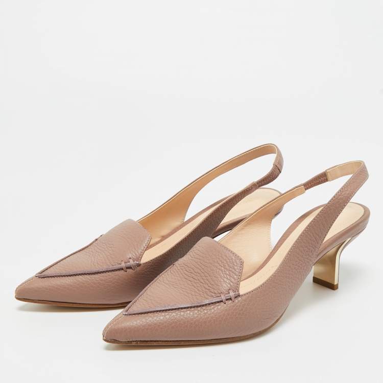 Pre Owned Nicholas Kirkwood Beige Leather Beya Pointed Toe Slingback Pumps Size 36
