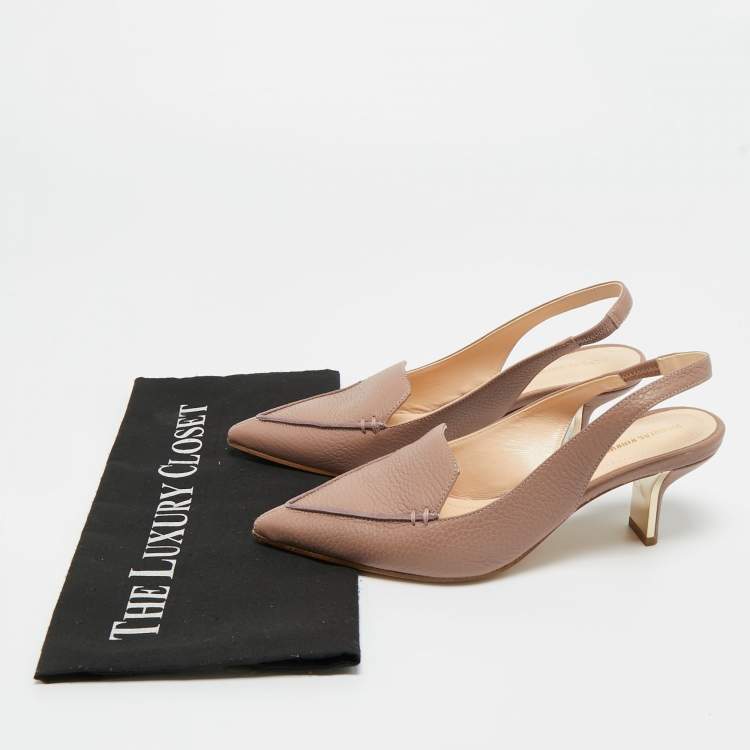 Pre Owned Nicholas Kirkwood Beige Leather Beya Pointed Toe Slingback Pumps Size 36