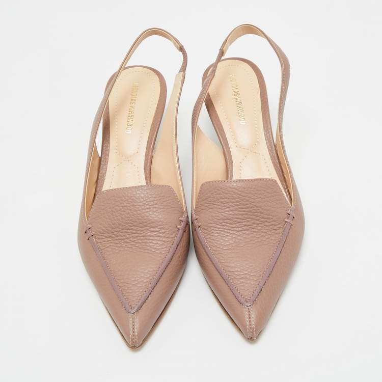 Pre Owned Nicholas Kirkwood Beige Leather Beya Pointed Toe Slingback Pumps Size 36