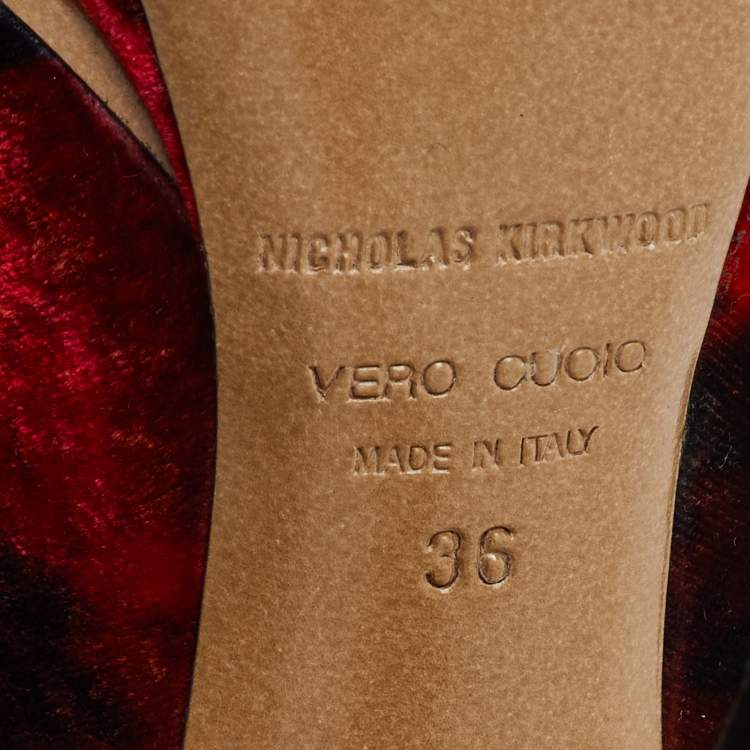 Pre Owned Nicholas Kirkwood x Erdem Multicolor Velvet Ankle Strap Platform Pumps Size 36
