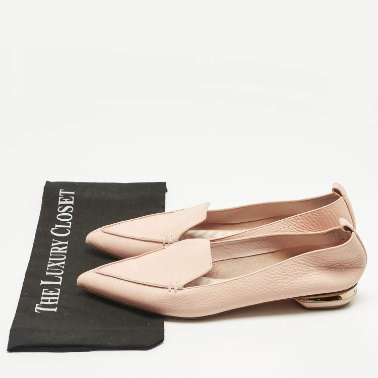 Pre Owned Nicholas Kirkwood Peach Leather Beya Pointed Toe Loafers Size 40.5