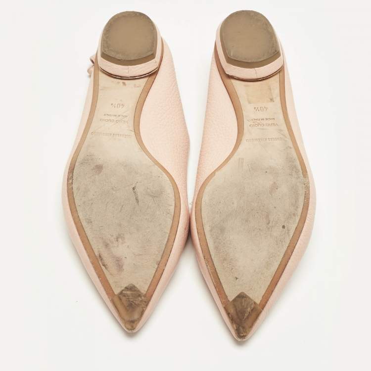 Pre Owned Nicholas Kirkwood Peach Leather Beya Pointed Toe Loafers Size 40.5