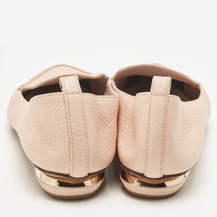 Pre Owned Nicholas Kirkwood Peach Leather Beya Pointed Toe Loafers Size 40.5