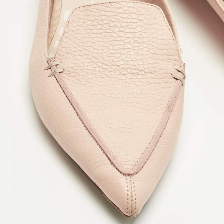 Pre Owned Nicholas Kirkwood Peach Leather Beya Pointed Toe Loafers Size 40.5