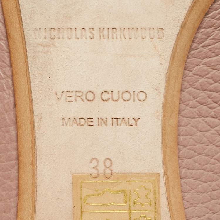 Pre Owned Nicholas Kirkwood Beige Leather Beya Pointed Toe Flat Mules Size 38