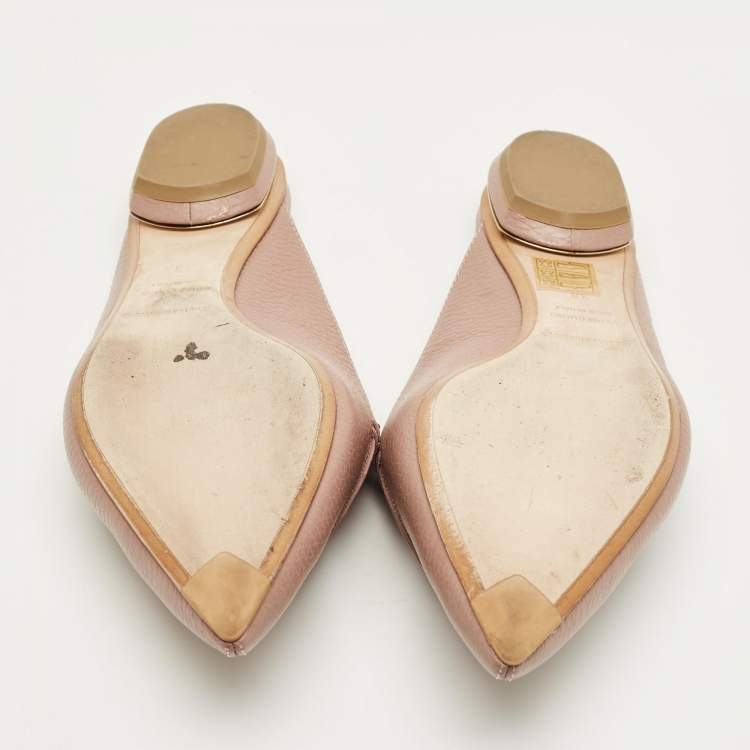 Pre Owned Nicholas Kirkwood Beige Leather Beya Pointed Toe Flat Mules Size 38