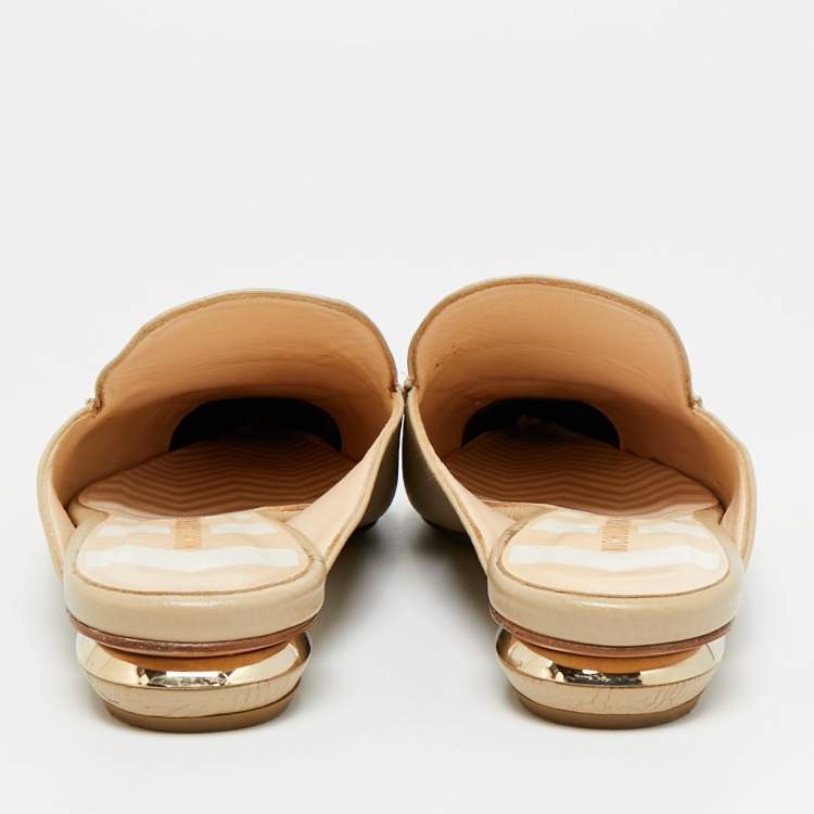 Pre Owned Nicholas Kirkwood Beya Size 38 Leather Pointed Toe Flat Mules