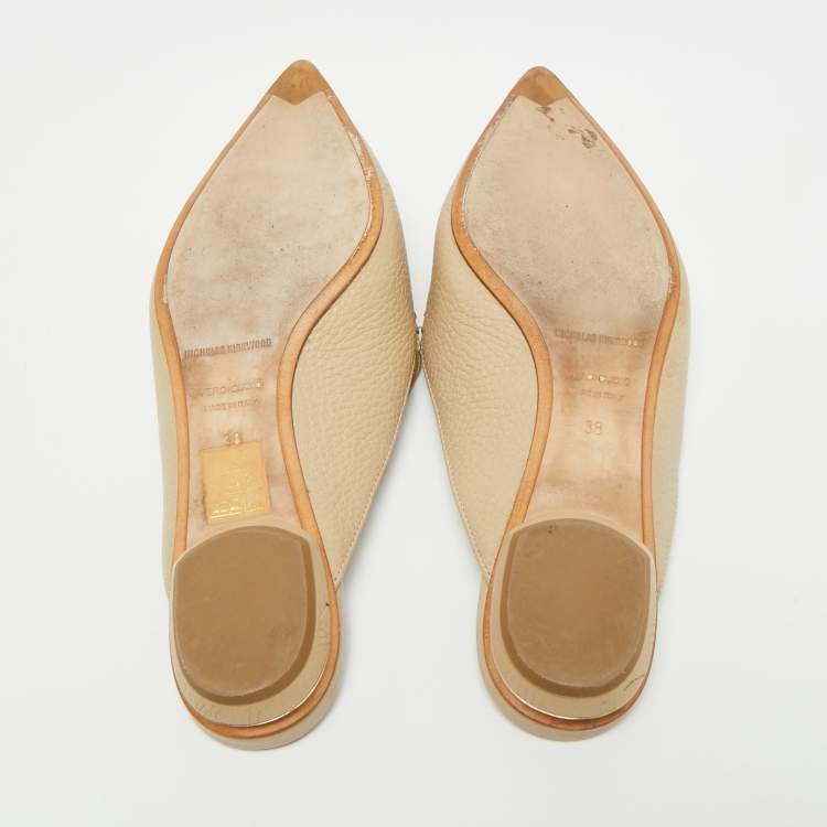 Pre Owned Nicholas Kirkwood Beya Size 38 Leather Pointed Toe Flat Mules