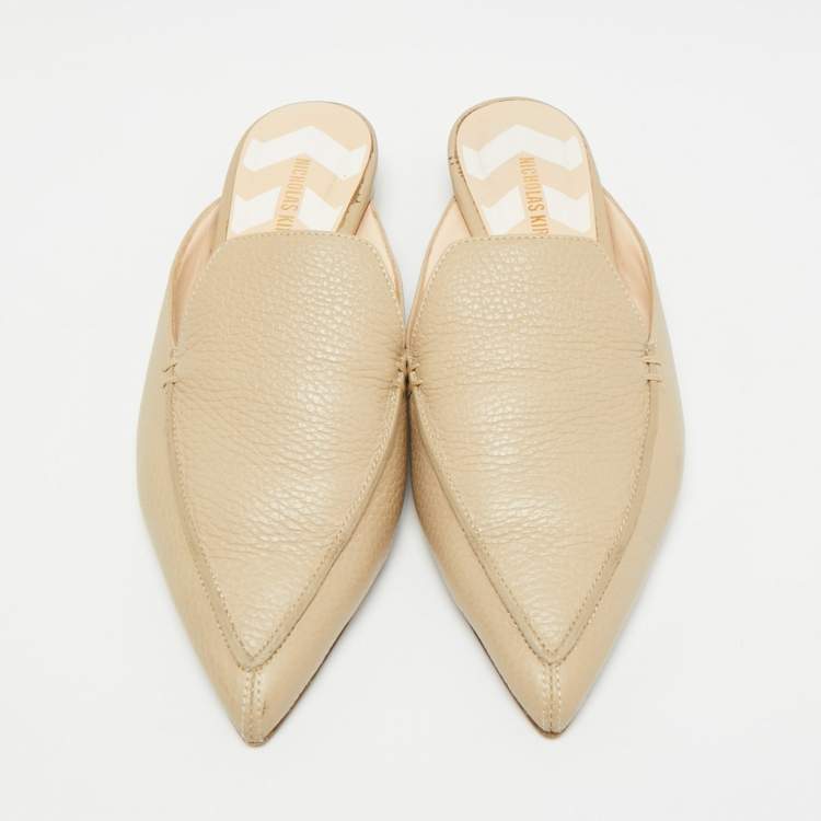 Pre Owned Nicholas Kirkwood Beya Size 38 Leather Pointed Toe Flat Mules