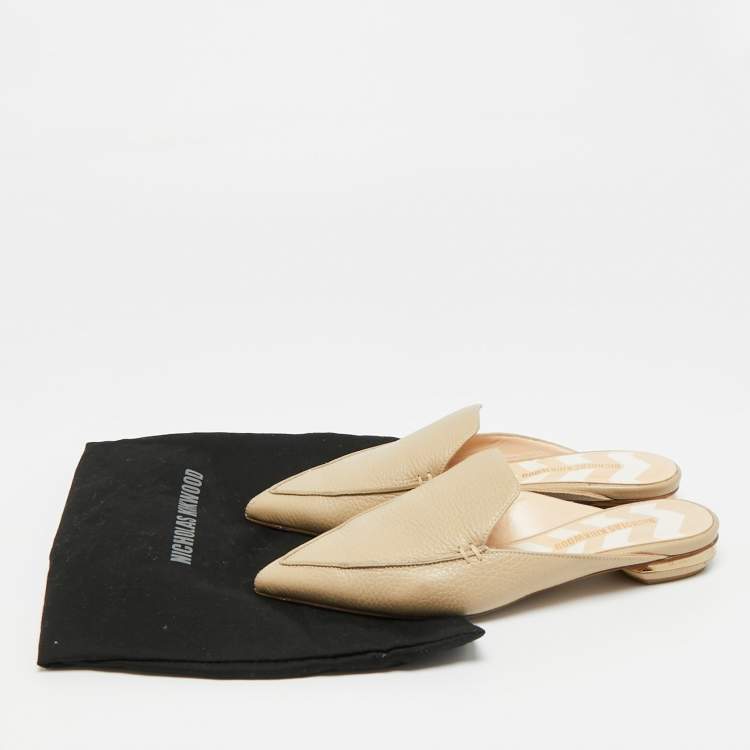 Pre Owned Nicholas Kirkwood Beya Size 38 Leather Pointed Toe Flat Mules