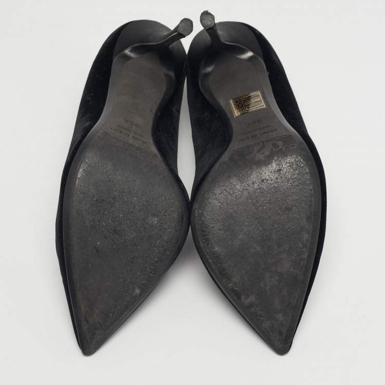 Pre Owned Nicholas Kirkwood Size 35.5 Black Velvet Eye Motif Pointed Toe Pumps