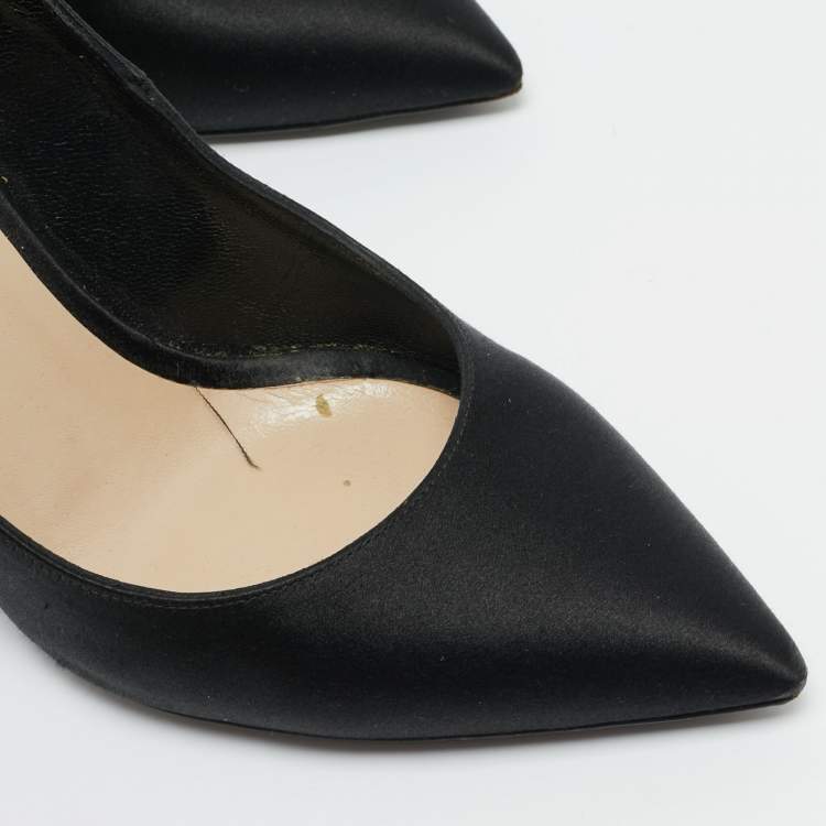 Pre Owned Nicholas Kirkwood Size 35 Black Satin Faux Pearl Detail Pumps