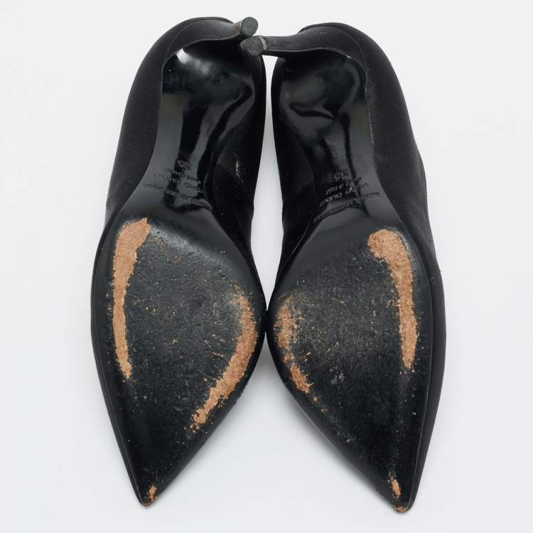 Pre Owned Nicholas Kirkwood Size 35 Black Satin Faux Pearl Detail Pumps