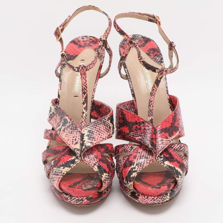Pre Owned Nicholas Kirkwood Size 39 Multicolor Python Leather Platform T-Strap Sandals