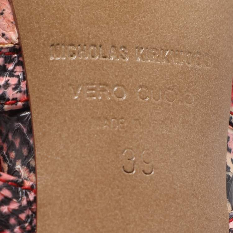 Pre Owned Nicholas Kirkwood Size 39 Multicolor Python Leather Platform T-Strap Sandals