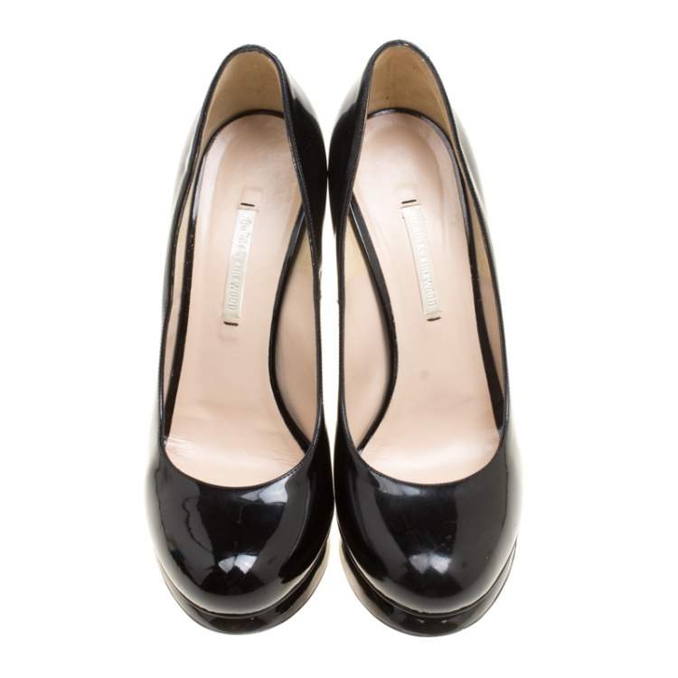 Pre Owned Nicholas Kirkwood Black Patent Platform Pumps Size 38.5