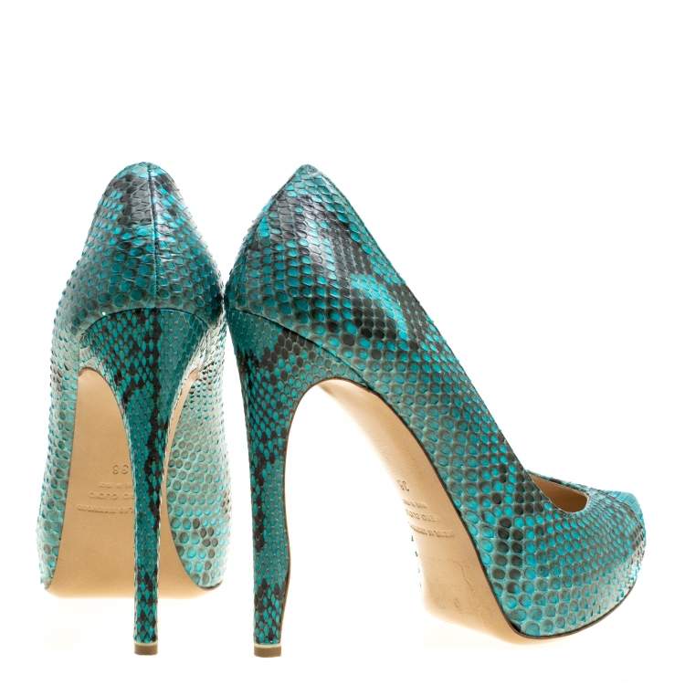 Pre Owned Nicholas Kirkwood Two Tone Python Leather Platform Pumps Size 38