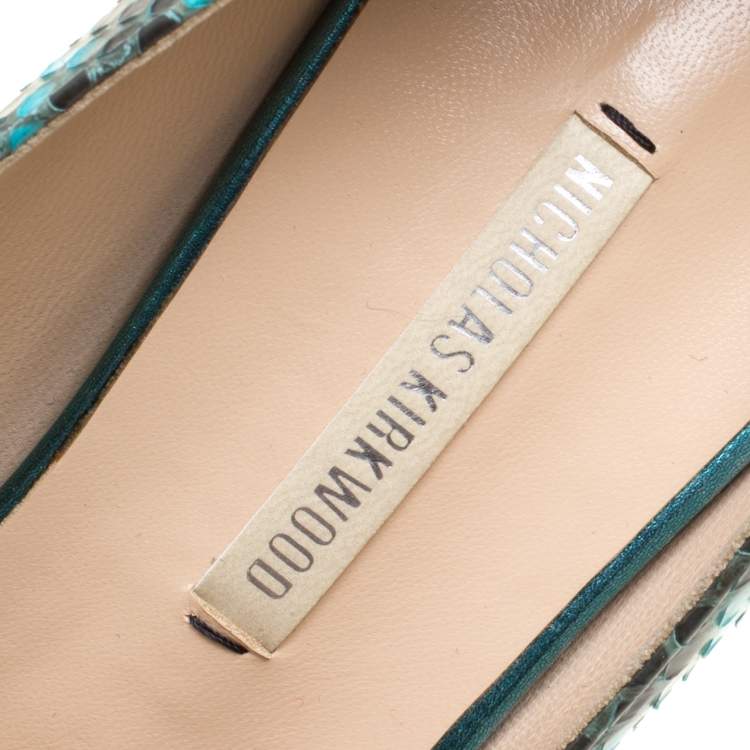 Pre Owned Nicholas Kirkwood Two Tone Python Leather Platform Pumps Size 38