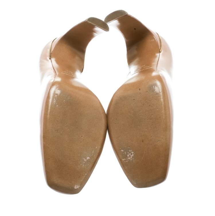 Pre Owned Nicholas Kirkwood Beige Patent Leather Square Toe Pumps Size 40.5