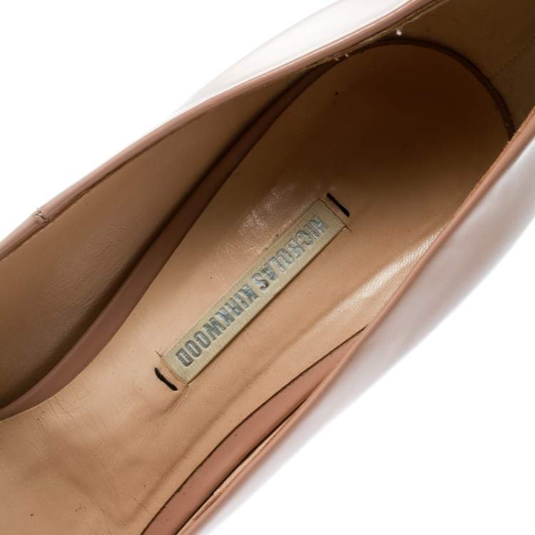 Pre Owned Nicholas Kirkwood Beige Patent Leather Square Toe Pumps Size 40.5