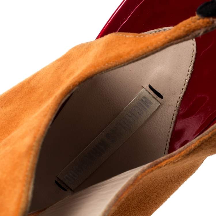 Pre Owned  Nicholas Kirkwood Multicolor Suede And Elaphe Python Cut Out Platform Slingback Sandals Size 38