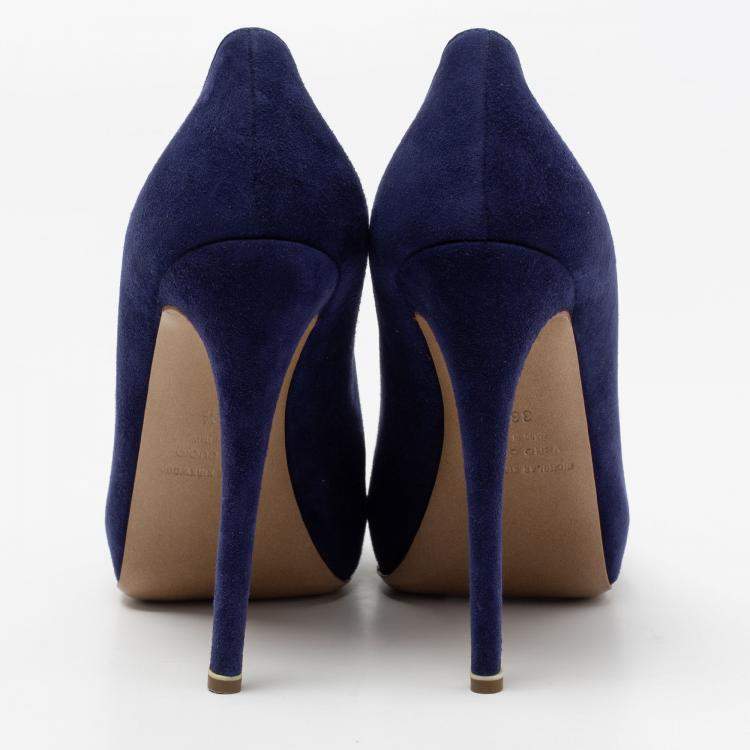 Pre Owned Nicholas Kirkwood Blue Suede Platform Pumps Size 36.5