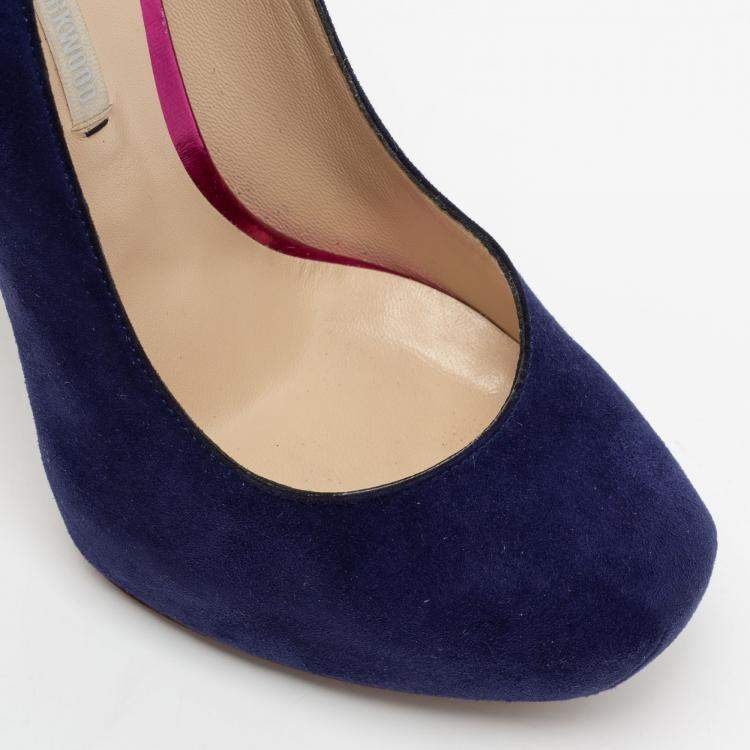 Pre Owned Nicholas Kirkwood Blue Suede Platform Pumps Size 36.5
