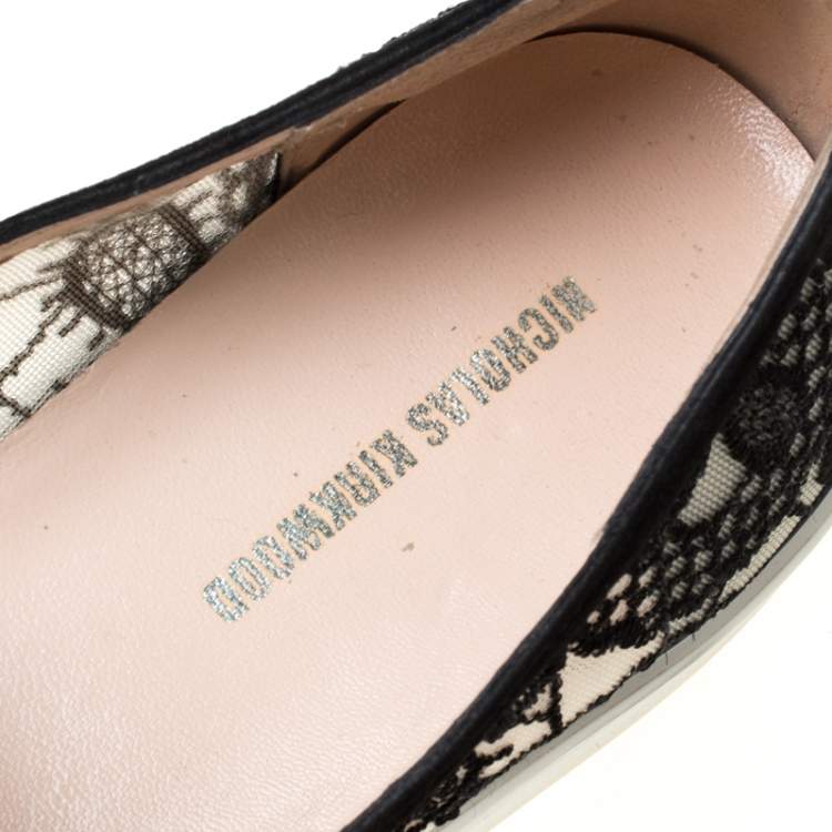Pre Owned Nicholas Kirkwood Black Lace Alona Pointed Toe Platform Loafers Size 36