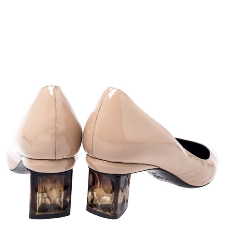 Pre Owned Nicholas Kirkwood Beige Patent Leather Pointed Toe Pumps Size 37