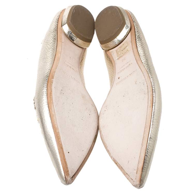 Pre Owned Nicholas Kirkwood Metallic Gold Leather Beya Loafers Size 36