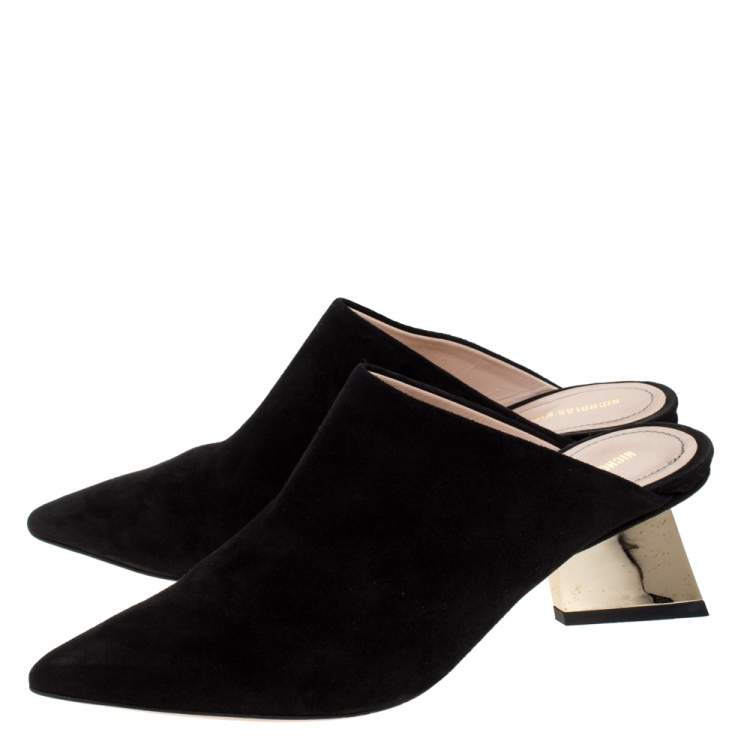 Pre Owned Nicholas Kirkwood Black Suede Veronika Pointed Toe Mules Size 36