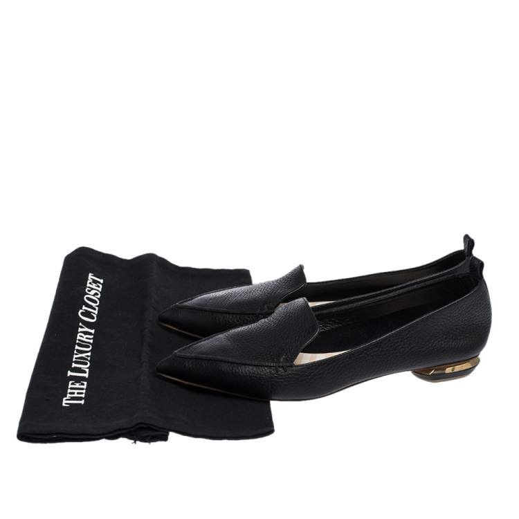 Pre Owned Nicholas Kirkwood Black Leather Beya Loafers Size 37