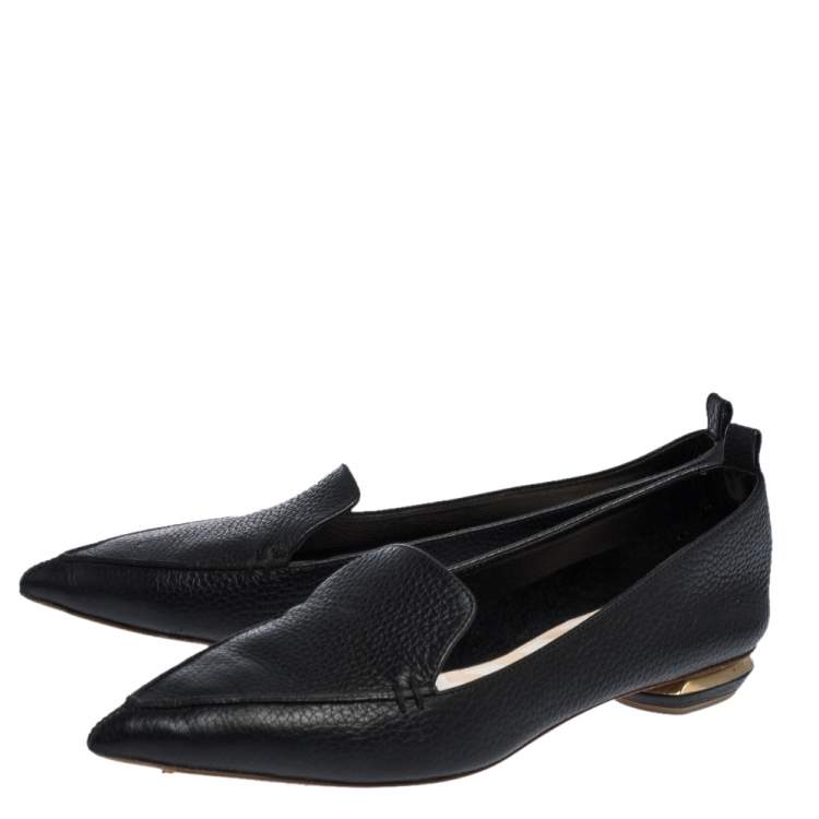 Pre Owned Nicholas Kirkwood Black Leather Beya Loafers Size 37