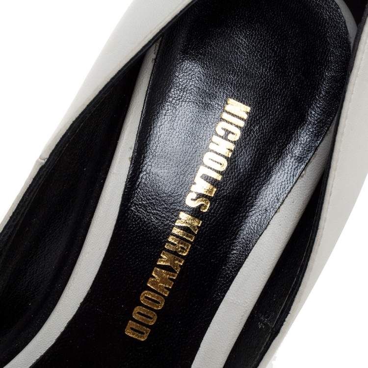 Pre Owned Nicholas Kirkwood White Leather Hexagon Pointed Toe Pumps Size 36