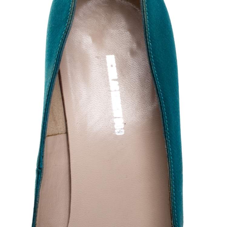 Pre Owned Nicholas Kirkwood Blue Satin And Python Leather Trim Heel Platform Pumps Size 38